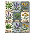 Vintage Botanical Herbaceous Garden Grid Rug
