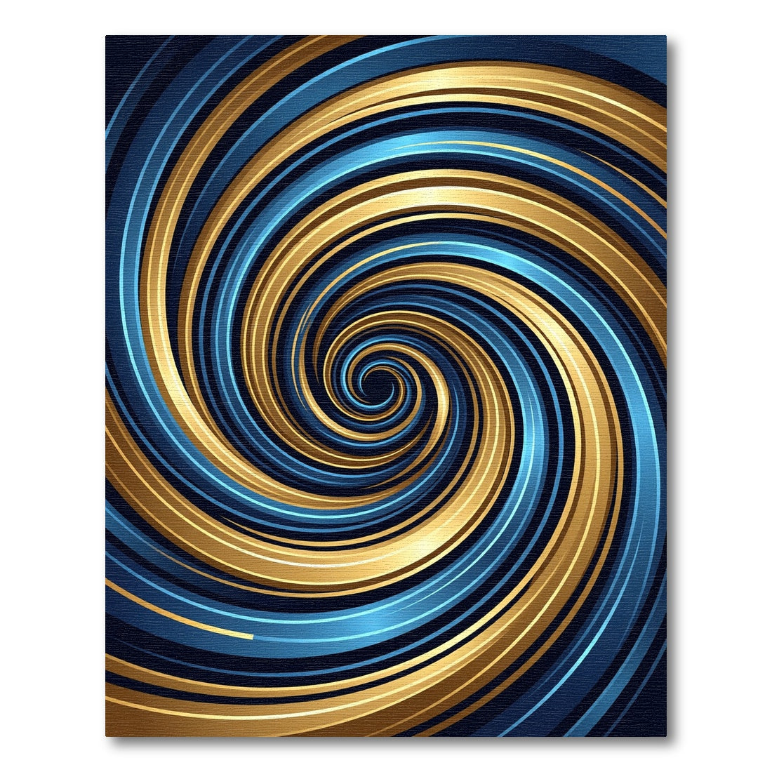 Golden And Navy Abstract Spiral Swirl Rug