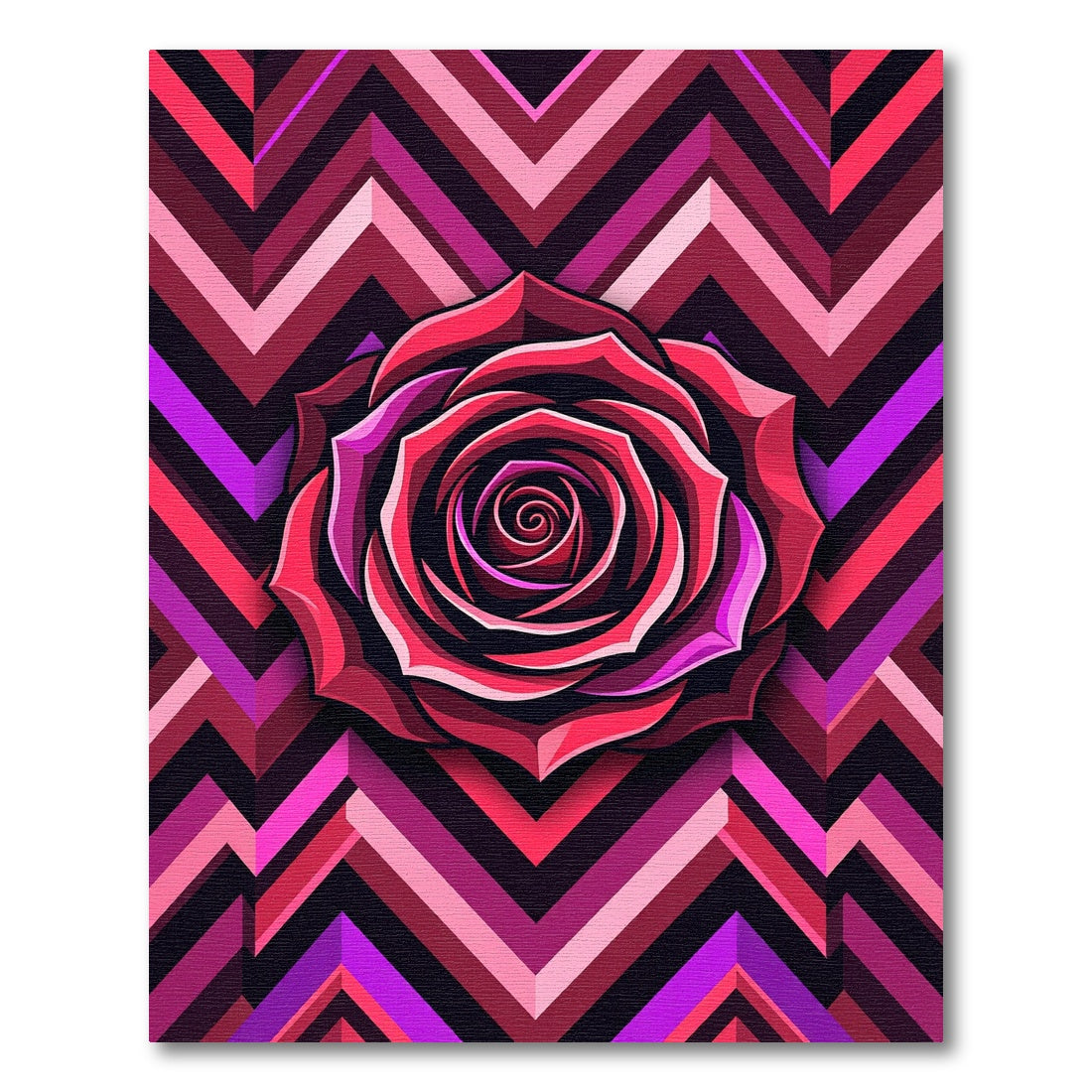 Geometric Vivid Rose Chevron Art Rug