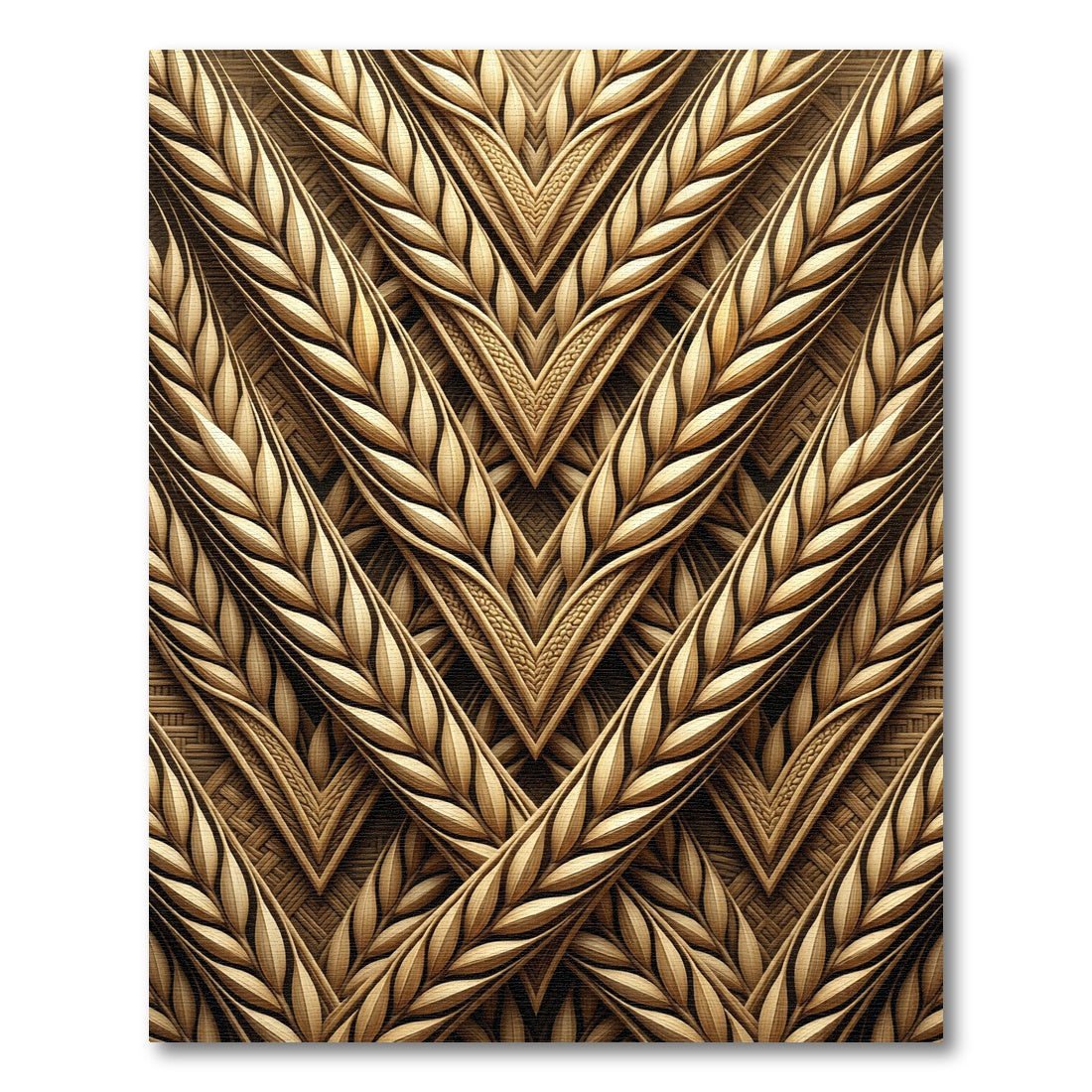 Golden Wheat Sheaf Chevron Arrangement Rug