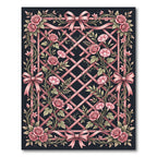 Pink Roses Lattice Bow Arrangement Rug