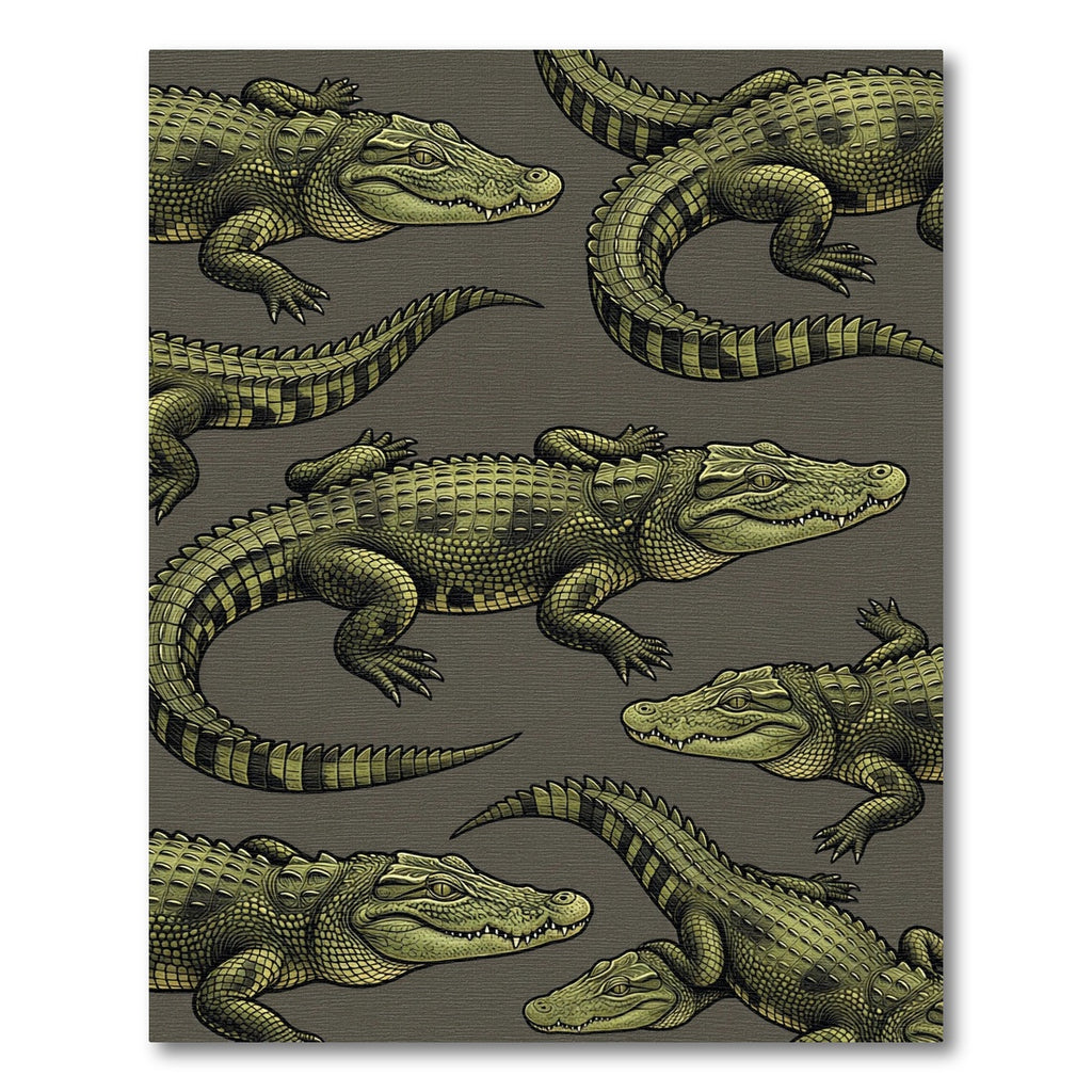 Olive Green Alligator Animal Reptile Rug