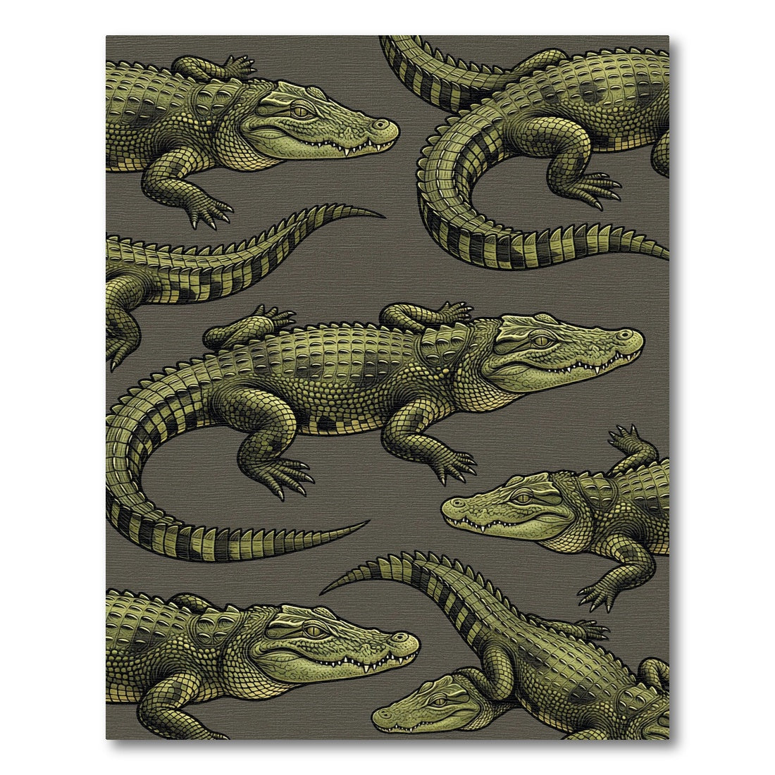Olive Green Alligator Animal Reptile Rug