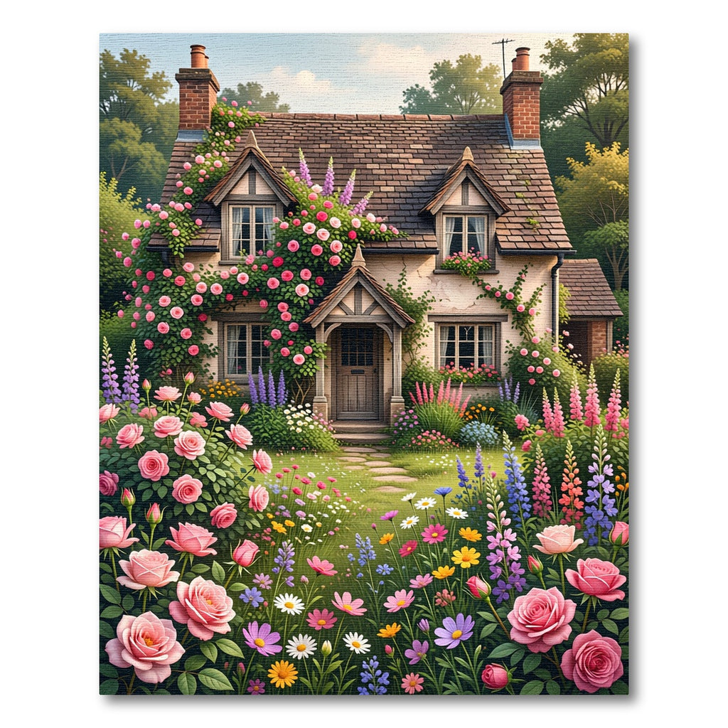 Charming Pink Roses Cottage Garden Rug
