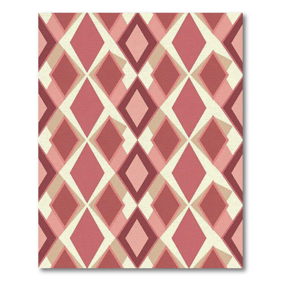 Retro Crimson Geometric Diamond Lattice Rug