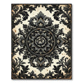 Elegant Charcoal Ornate Damask Medallion Rug