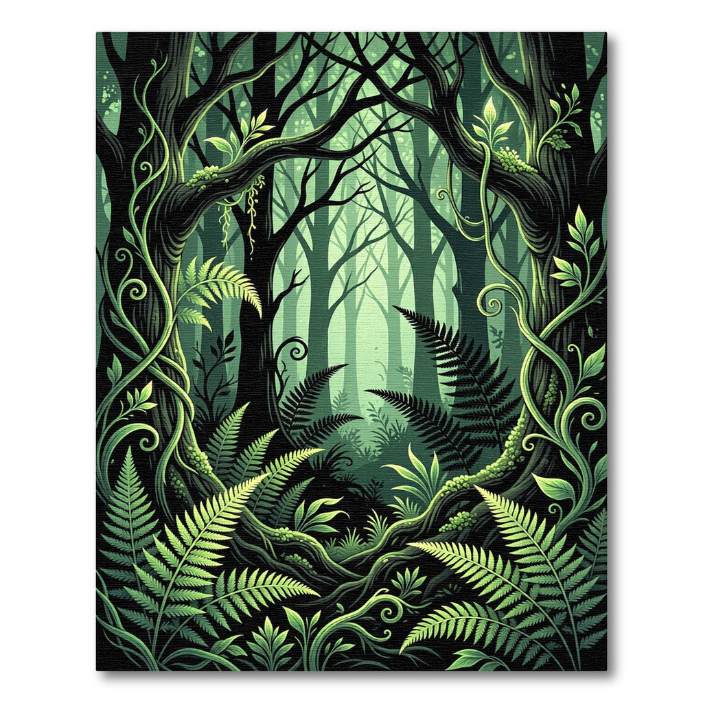 Lush Emerald Fern Forest Foliage Rug