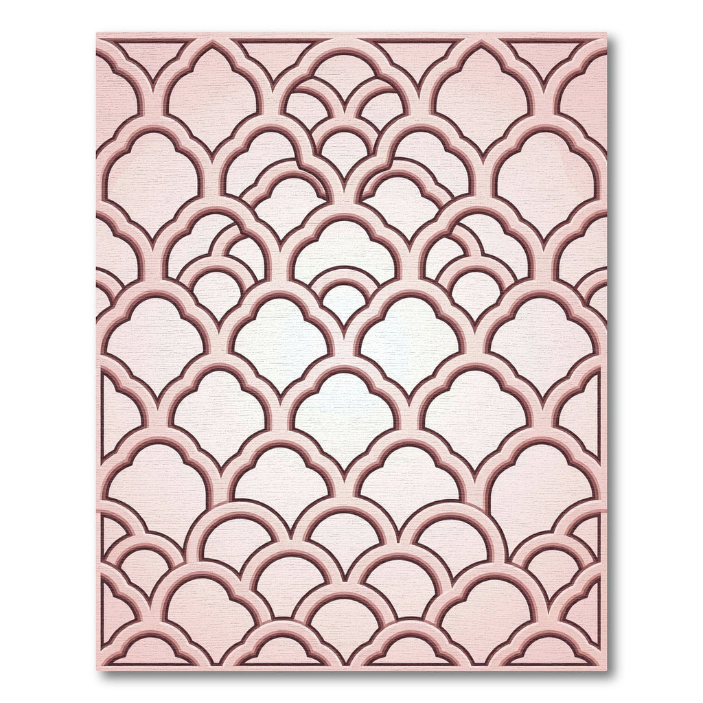 Blush Pink Scalloped Lattice Arch Rug