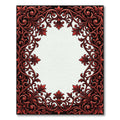 Ornate Red Leaf Scroll Border Rug