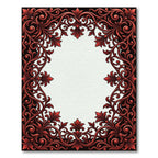 Ornate Red Leaf Scroll Border Rug