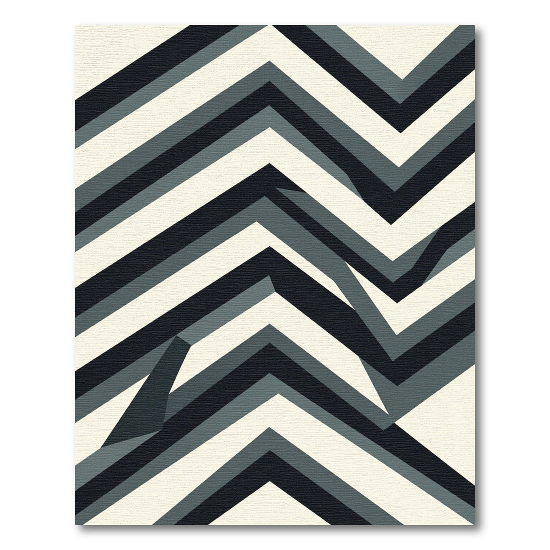 Modern Black Gray Chevron Composition Rug