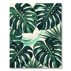 Lush Green Tropical Leaf Overlay Rug
