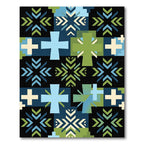 Modern Geometric Nordic Cross Blue Green Rug