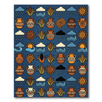 Tribal Sun Pot Corn Cloud Wave Rug