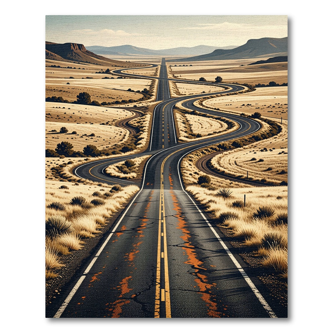 Serene Desert Highway Winding Road Rug