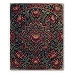 Gothic Crimson Chrysanthemum Floral Mandala Rug