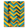 Geometric Teal and Gold Chevron Rug