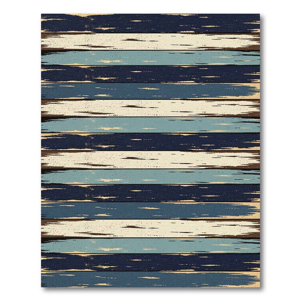 Distressed Navy and Cream Horizontal Stripe Rug