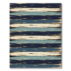 Distressed Navy and Cream Horizontal Stripe Rug