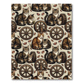Tabby Cats With Wooden Wheels Rug