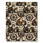 Tabby Cats With Wooden Wheels Rug