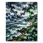 Stormy Coastal Wave Abstract Landscape Rug