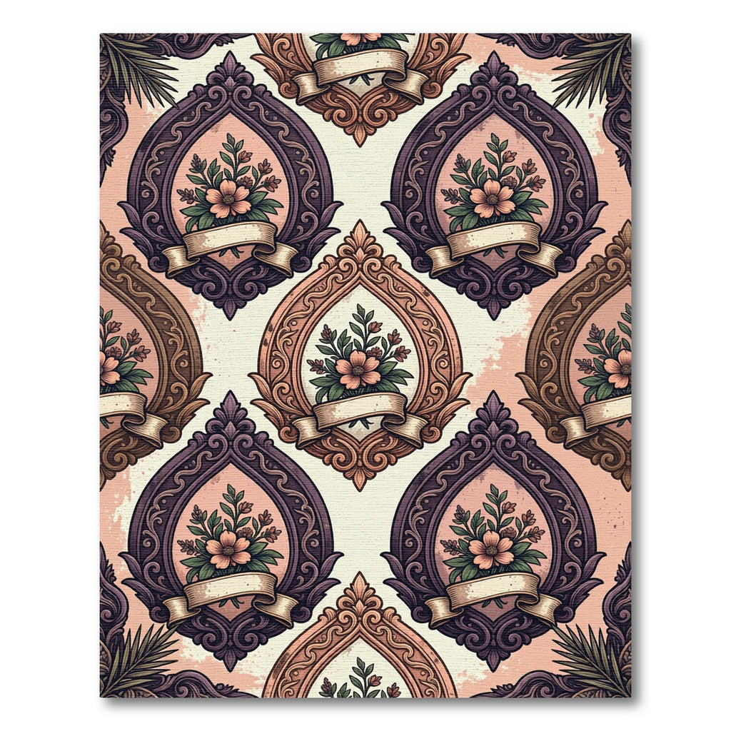 Ornate Victorian Floral Cameo Flourish Rug