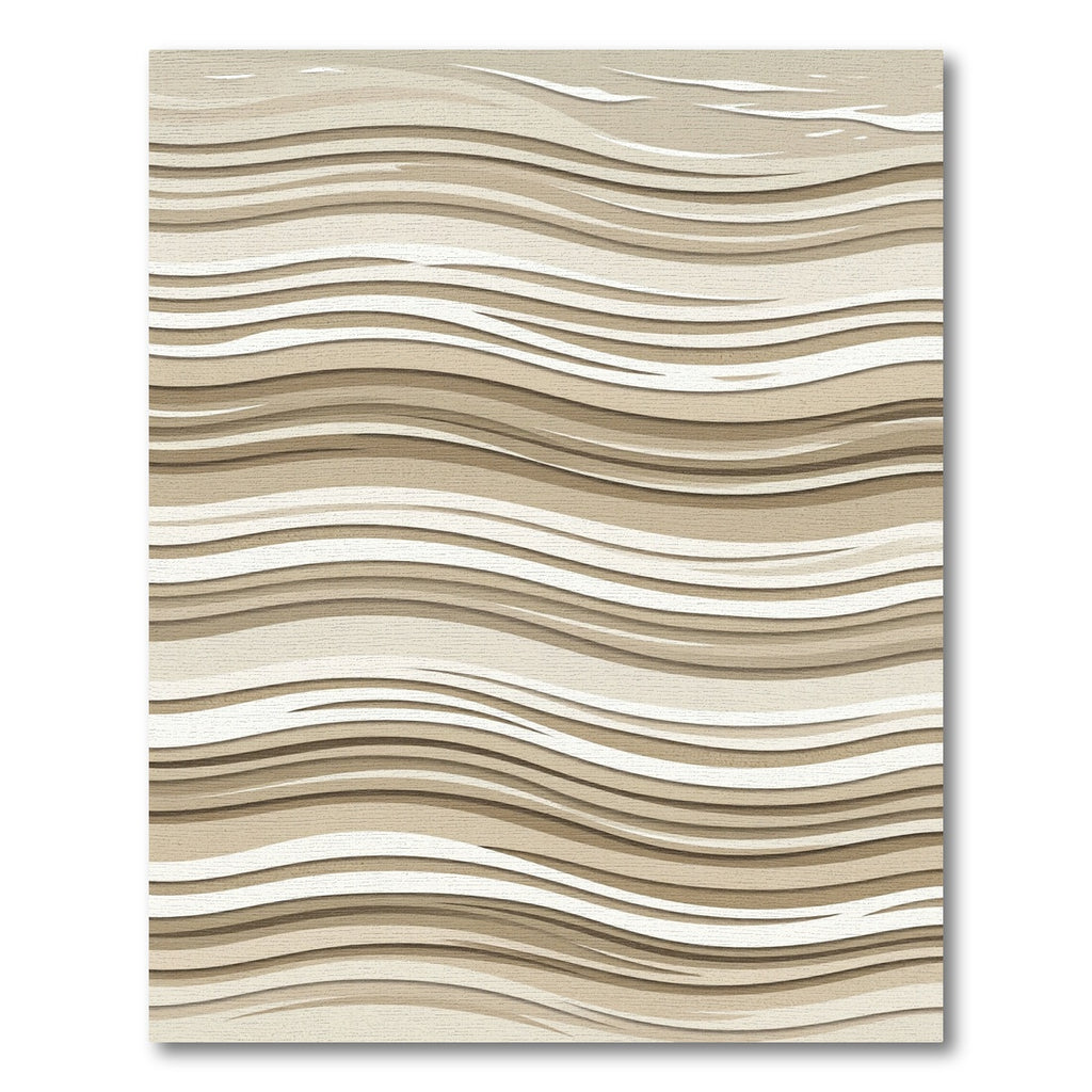 Minimalist Neutral Earthy Wavy Layered Rug