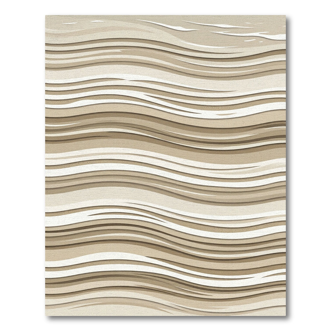 Minimalist Neutral Earthy Wavy Layered Rug