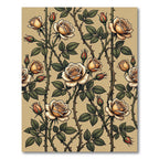 Elegant Cream Rose Botanical Vine Rug