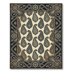 Ornate Gold and Ebony Paisley Scroll Rug