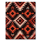 Bold Crimson Earthy Geometric Tribal Diamond Rug