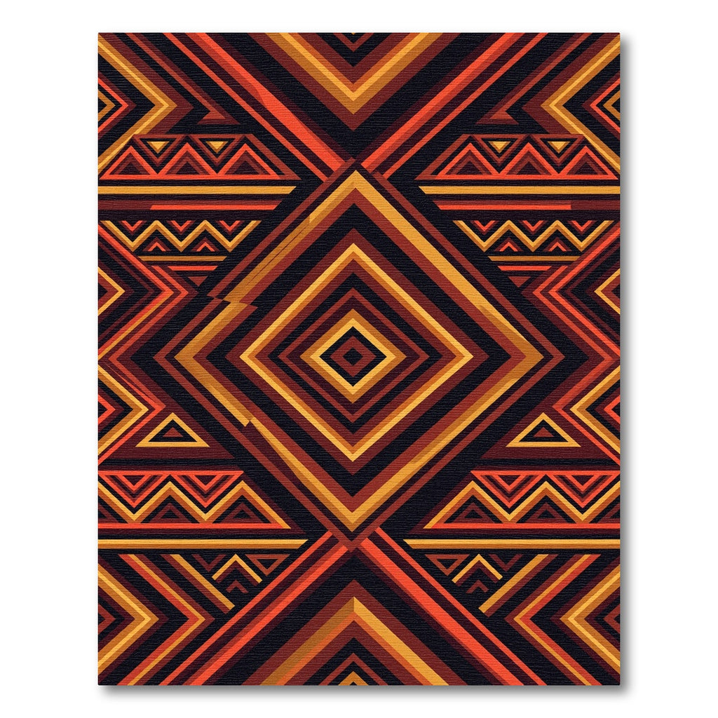 Bold Amber Geometric Tribal Diamond Rug
