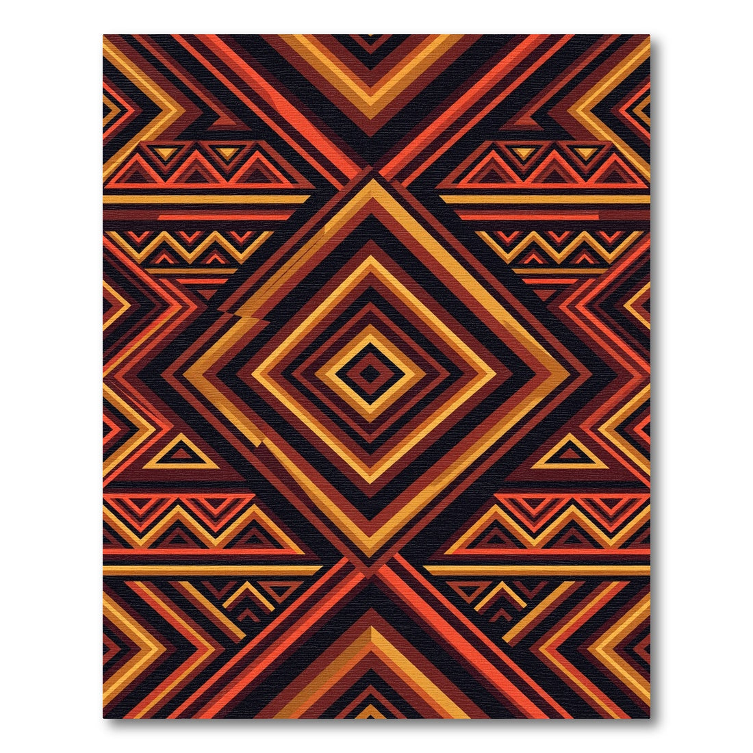 Bold Amber Geometric Tribal Diamond Rug