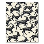 Monochromatic Running Antelope Illustration Rug