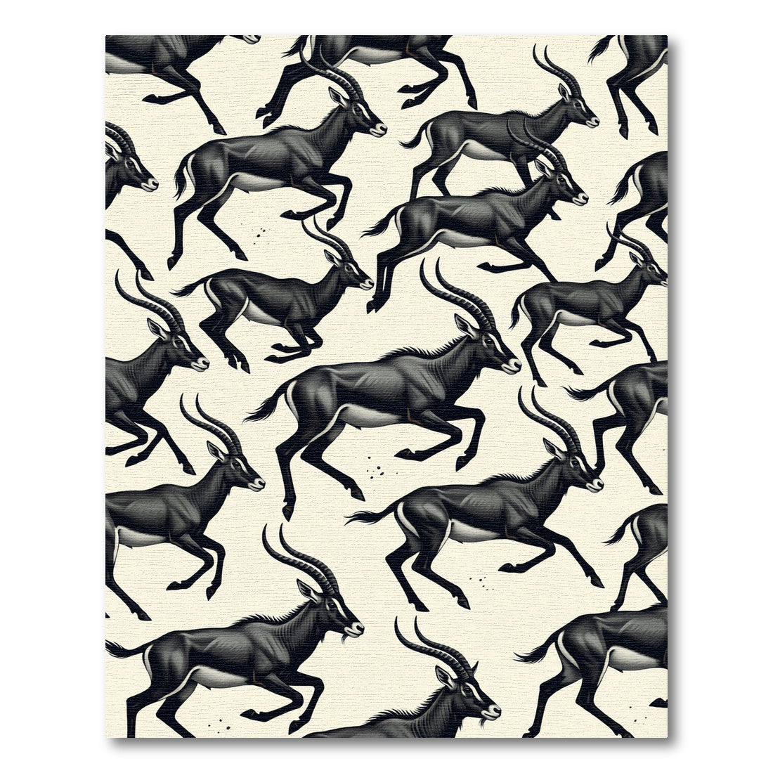 Monochromatic Running Antelope Illustration Rug
