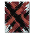 Crimson Burgundy Black Brushstroke Cross Rug