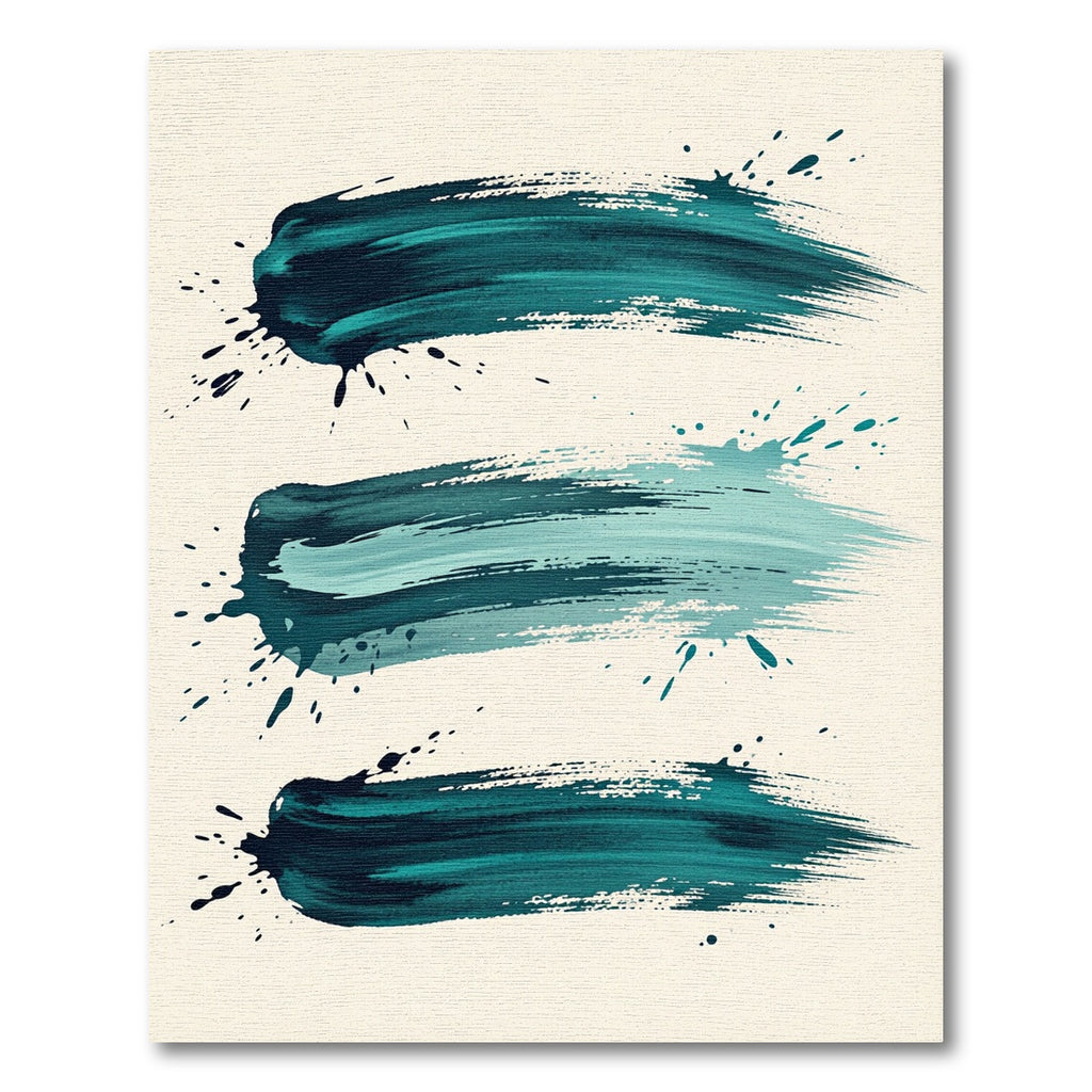 Teal Abstract Ink Brush Stroke Rug
