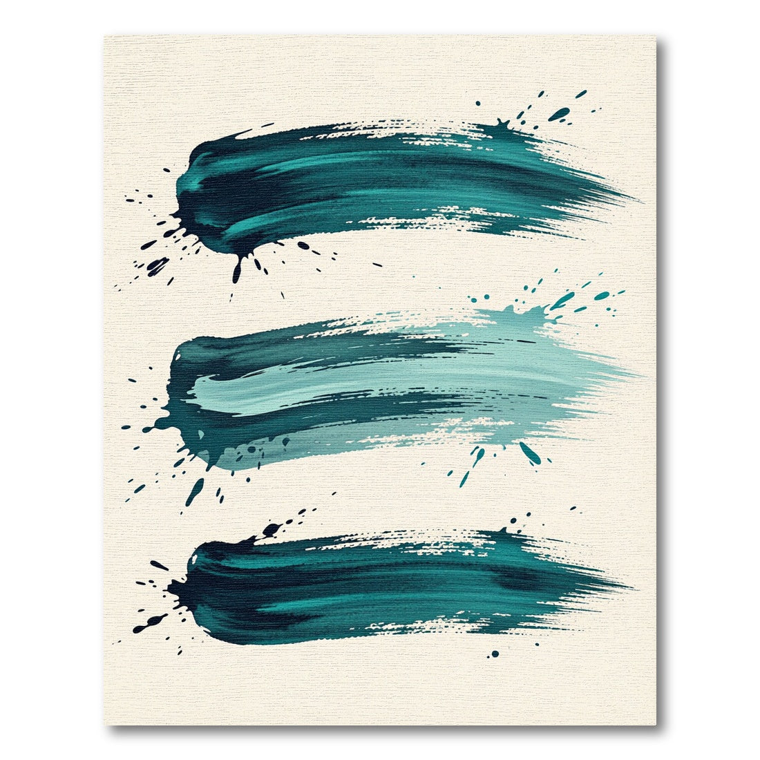 Teal Abstract Ink Brush Stroke Rug