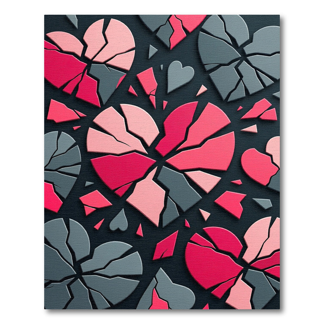 Pink Gray Broken Hearts Composition Rug