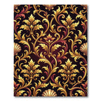 Ornate Gold Baroque Acanthus Scroll Wallpaper Rug