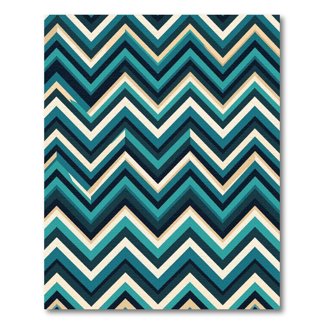 Deep Teal Chevron Zigzag Stripes Rug