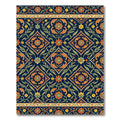 Navy Floral Lake Fish Medallion Rug
