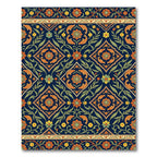 Navy Floral Lake Fish Medallion Rug