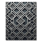 Sophisticated Charcoal Silver Geometric Lattice Rug