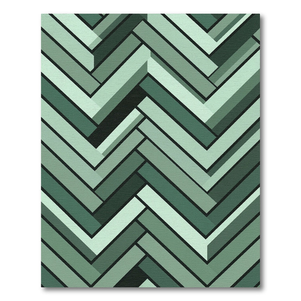 Emerald Green Herringbone Geometric Rug