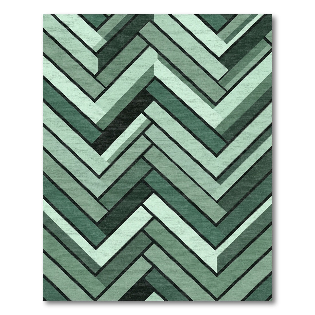 Emerald Green Herringbone Geometric Rug