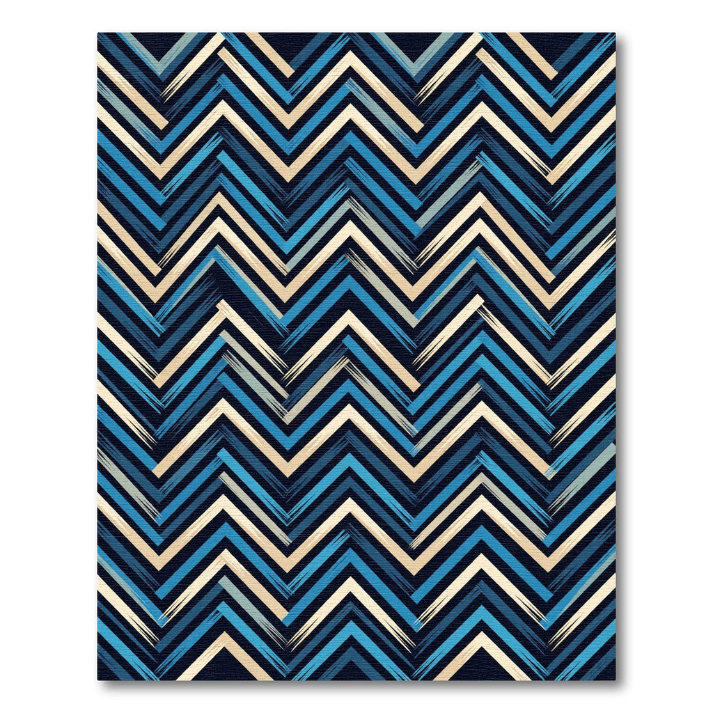 Navy and Cream Chevron Zigzag Rug