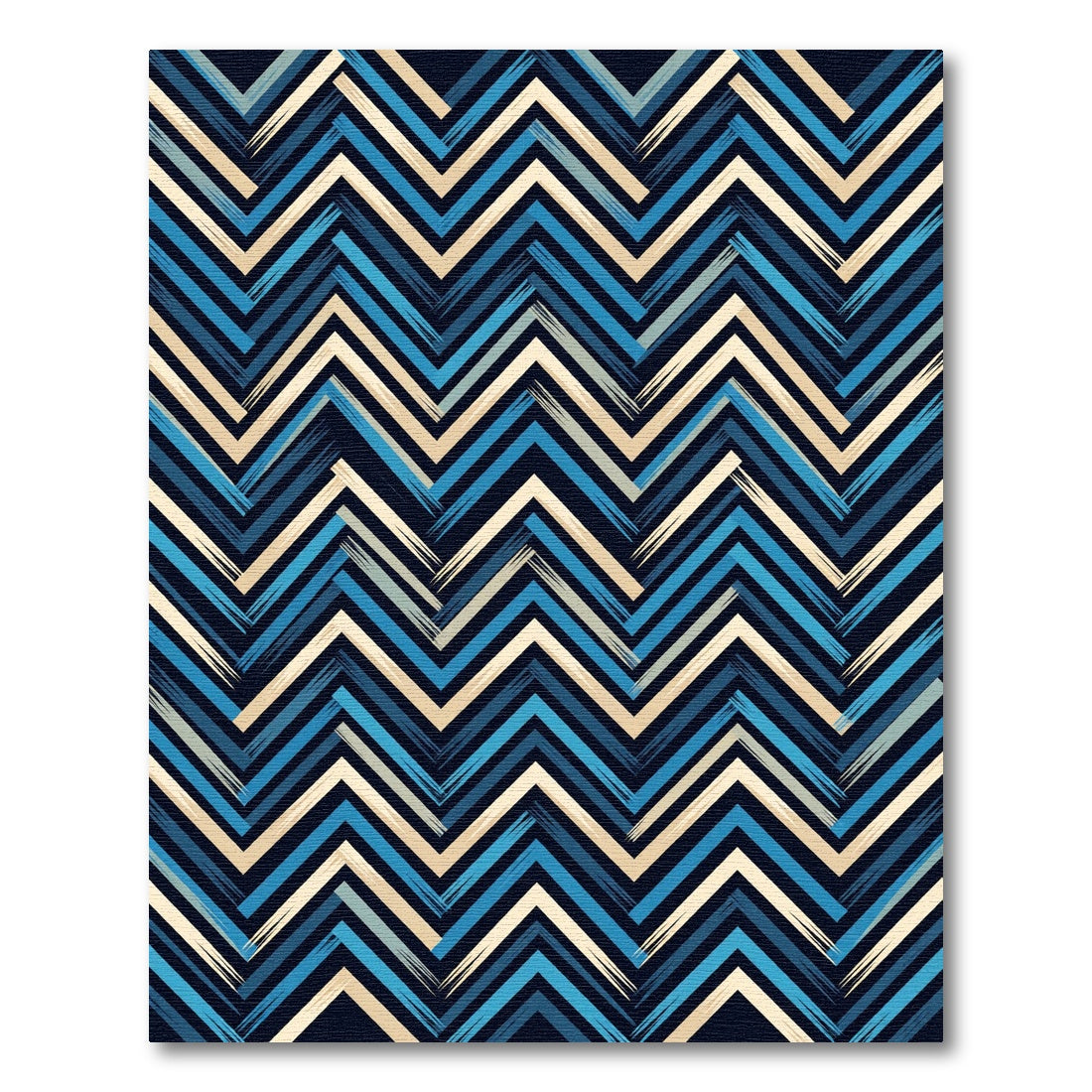 Navy and Cream Chevron Zigzag Rug