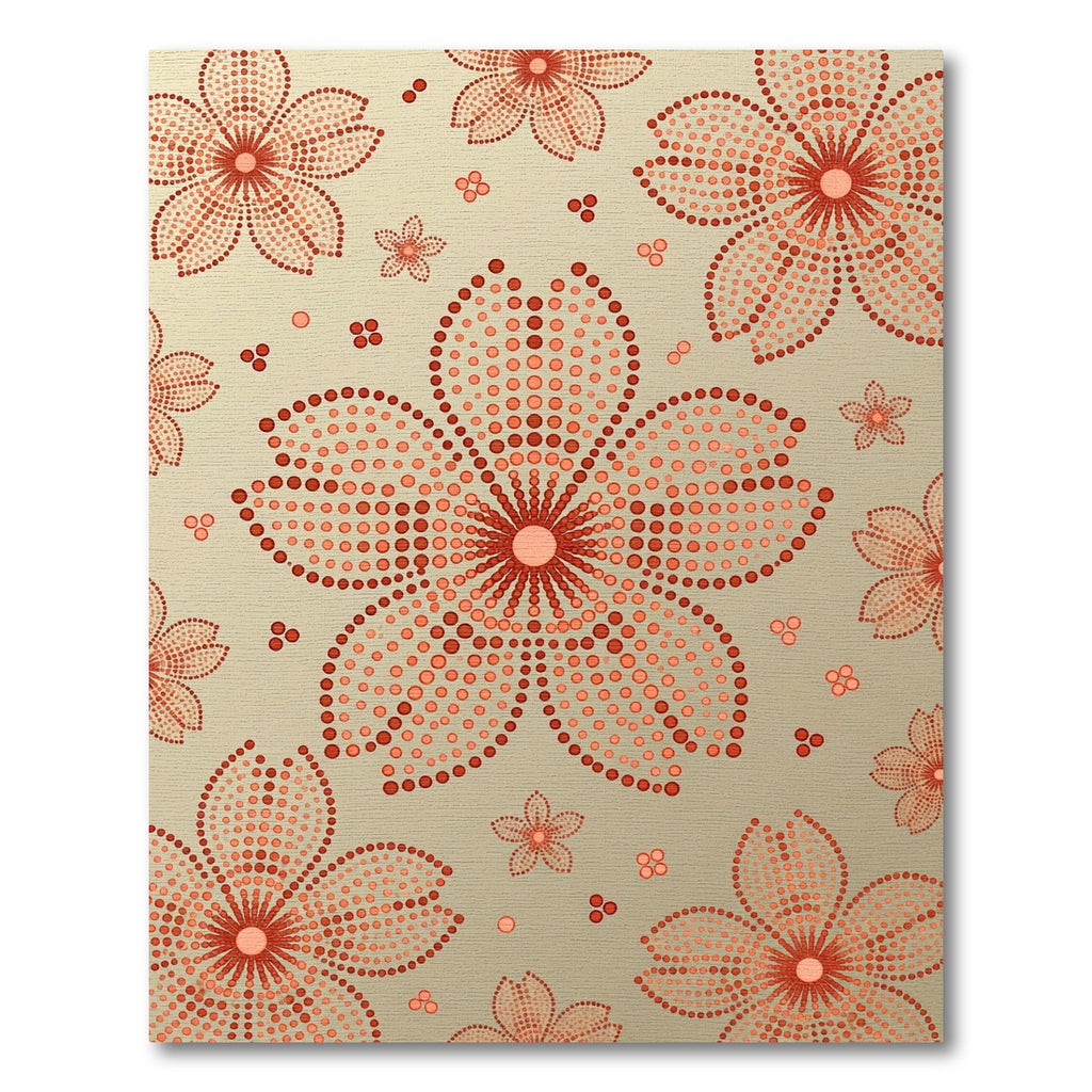 Coral Dotted Sakura Floral Medallion Rug